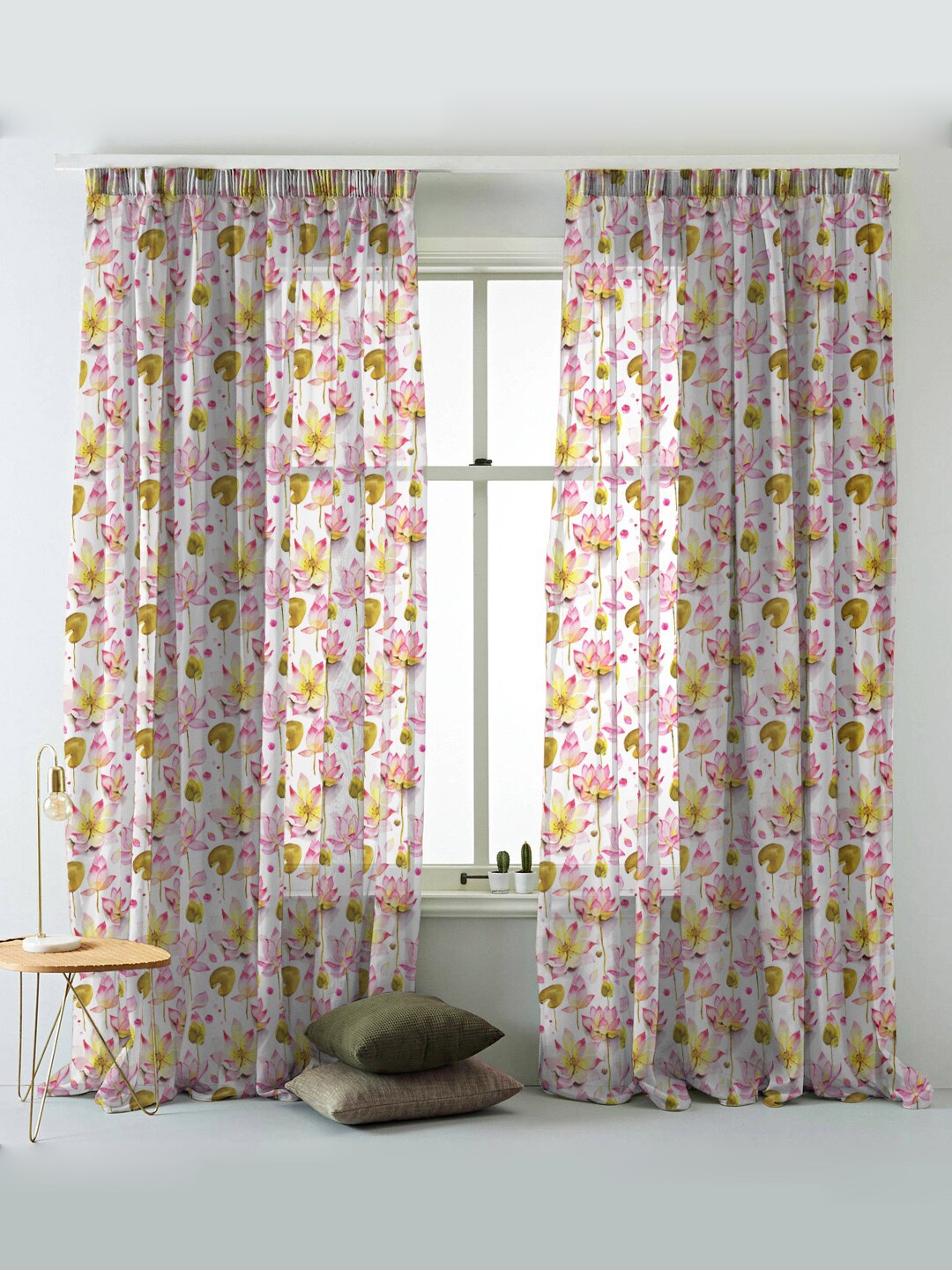 SPACES Set Of 2 Pink Elegent Floral Print Sheer Semi Transparent Long Door Curtain 9 Ft, White
SPACES Set Of 2 Pink Elegent Floral Print Sheer Semi Transparent Long Door Curtain 9 Ft, White