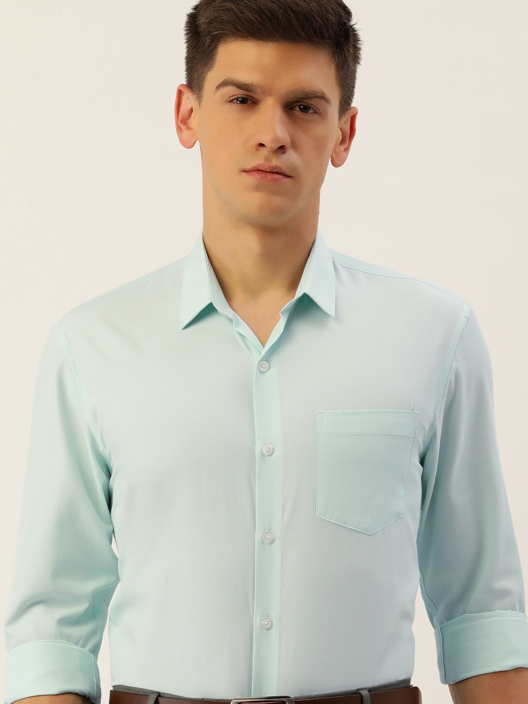 Excalibur Men Slim Fit Formal Shirt, Green