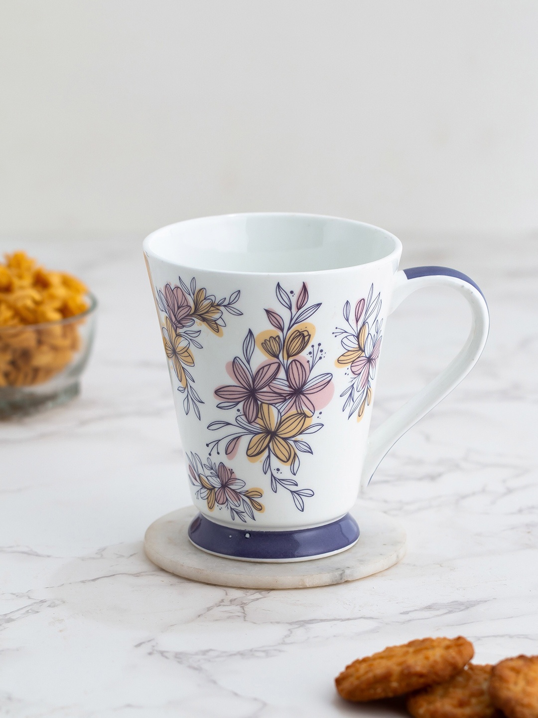 CLAY CRAFT Fine White & Mustard Set Of 2 Floral Printed Ceramic Glossy Mugs 350 ml Each
CLAY CRAFT Fine White & Mustard Set Of 2 Floral Printed Ceramic Glossy Mugs 350 ml Each