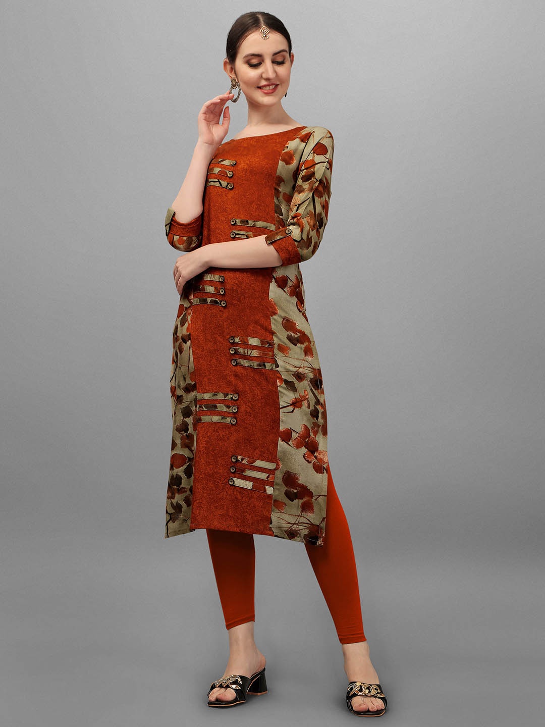 Berrylicious Abstract Printed Kurta, Brown