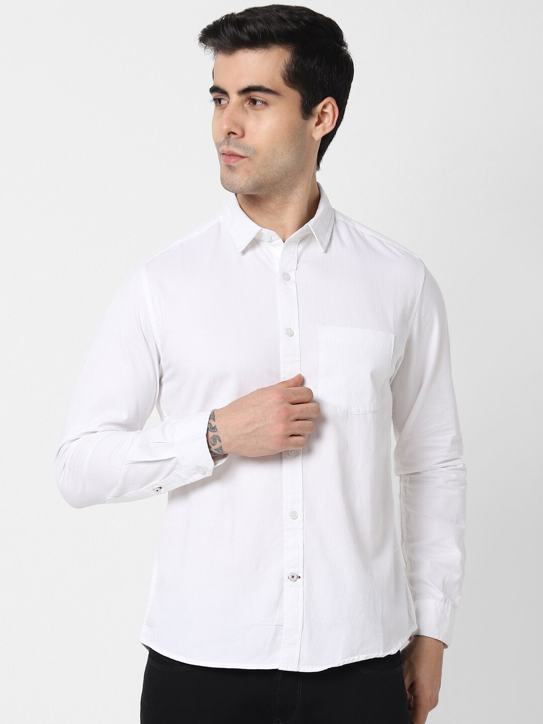 VASTRADO Men Cotton Casual Shirt, White