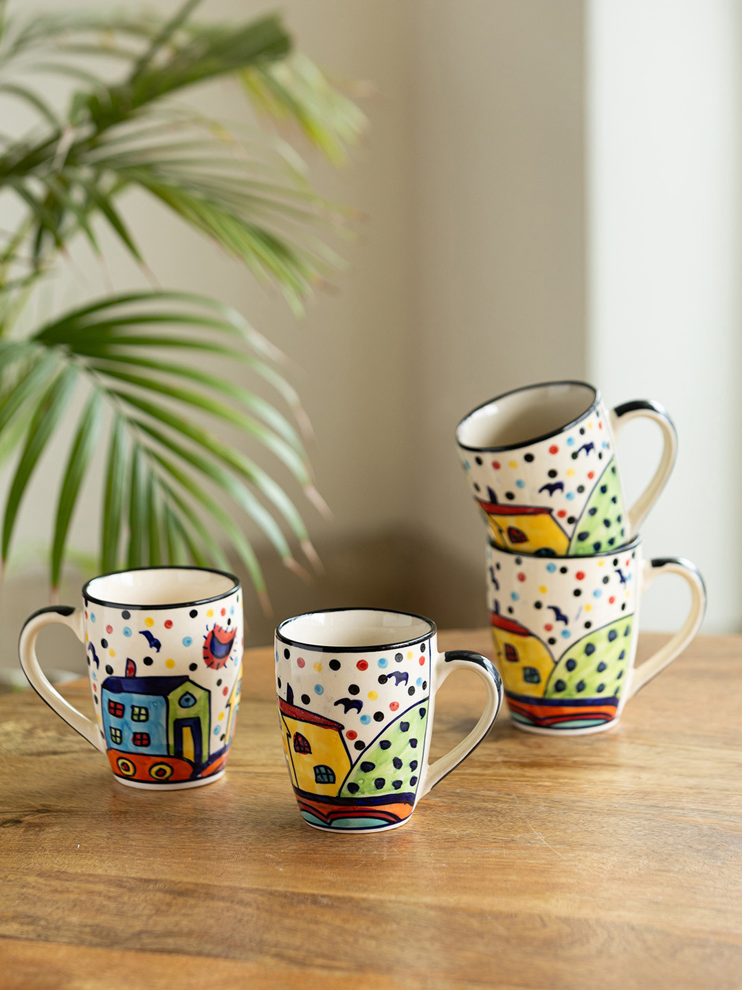 ExclusiveLane Set of 4 The Hut Jumbo Cuppas Hand-Painted Ceramic Coffee And Tea Mugs, Beige
ExclusiveLane Set of 4 The Hut Jumbo Cuppas Hand-Painted Ceramic Coffee And Tea Mugs, Beige