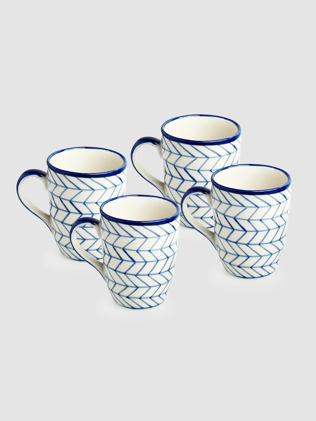 ExclusiveLane Set of 4 Indigo Chevron Design Hand-Painted Ceramic Coffee Mugs 300 ML Each, Blue
ExclusiveLane Set of 4 Indigo Chevron Design Hand-Painted Ceramic Coffee Mugs 300 ML Each, Blue