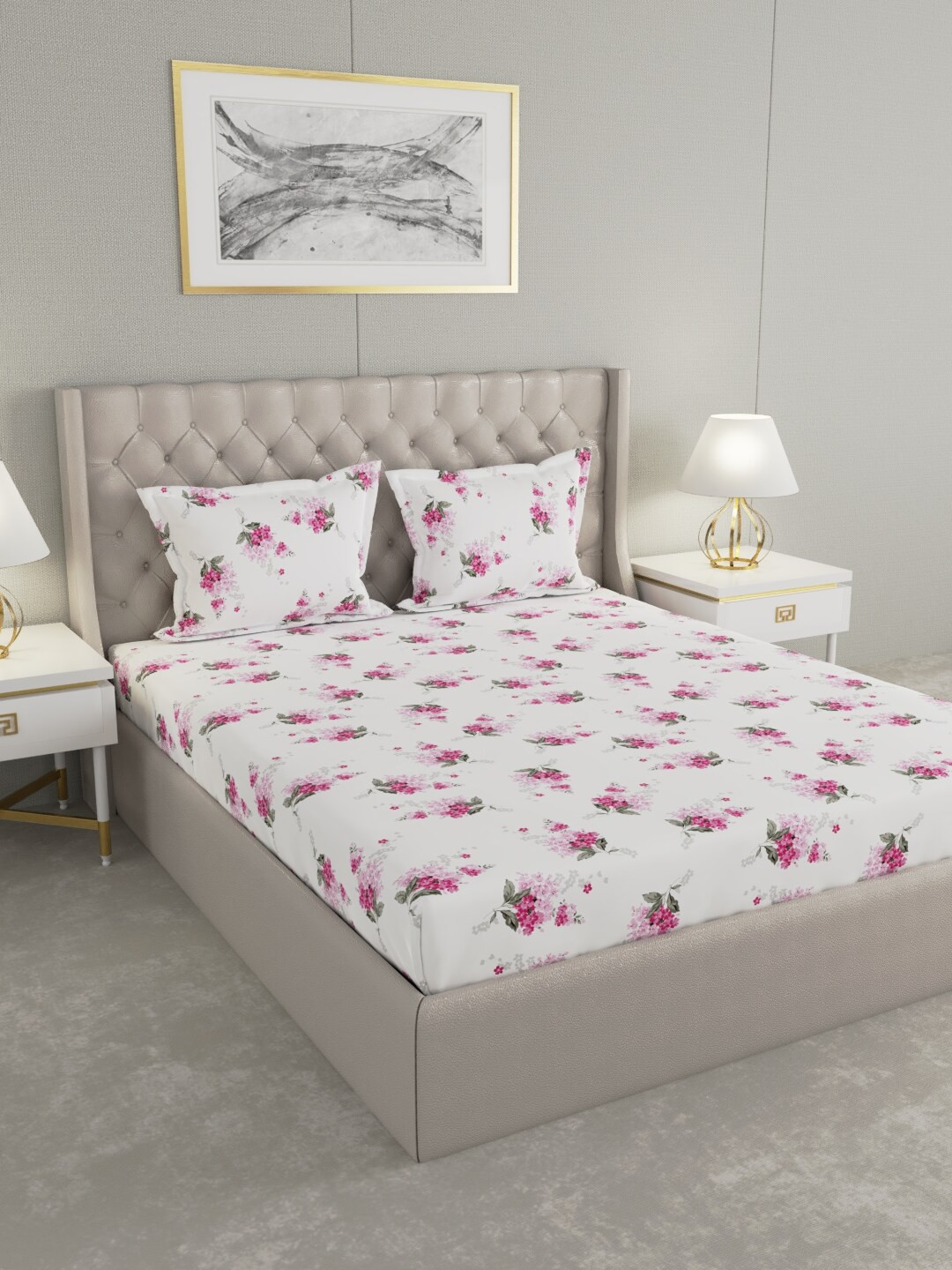 Raymond Home White & Pink Floral 200 TC Pure Cotton King Bedsheet with 2 Pillow Covers
Raymond Home White & Pink Floral 200 TC Pure Cotton King Bedsheet with 2 Pillow Covers