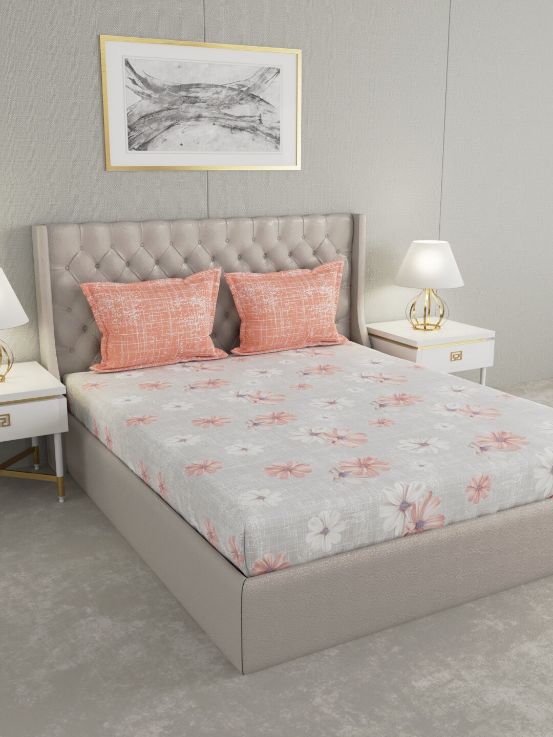 Raymond Home Grey & Orange Floral 120 TC King Pure Cotton Bedsheet with 2 Pillow Covers
Raymond Home Grey & Orange Floral 120 TC King Pure Cotton Bedsheet with 2 Pillow Covers