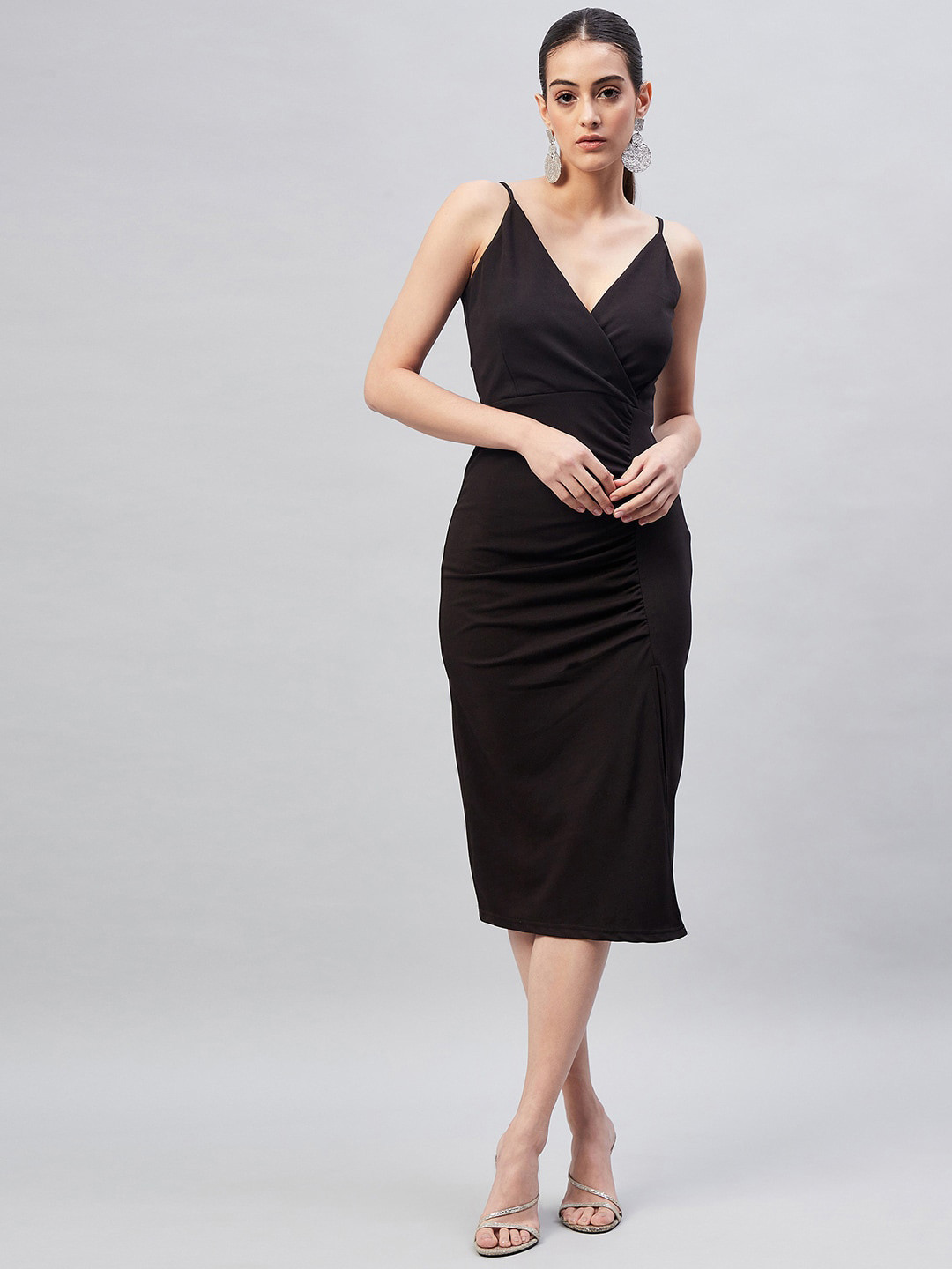 RARE Shoulder Straps Sheath Midi Dress, Black
RARE Shoulder Straps Sheath Midi Dress, Black