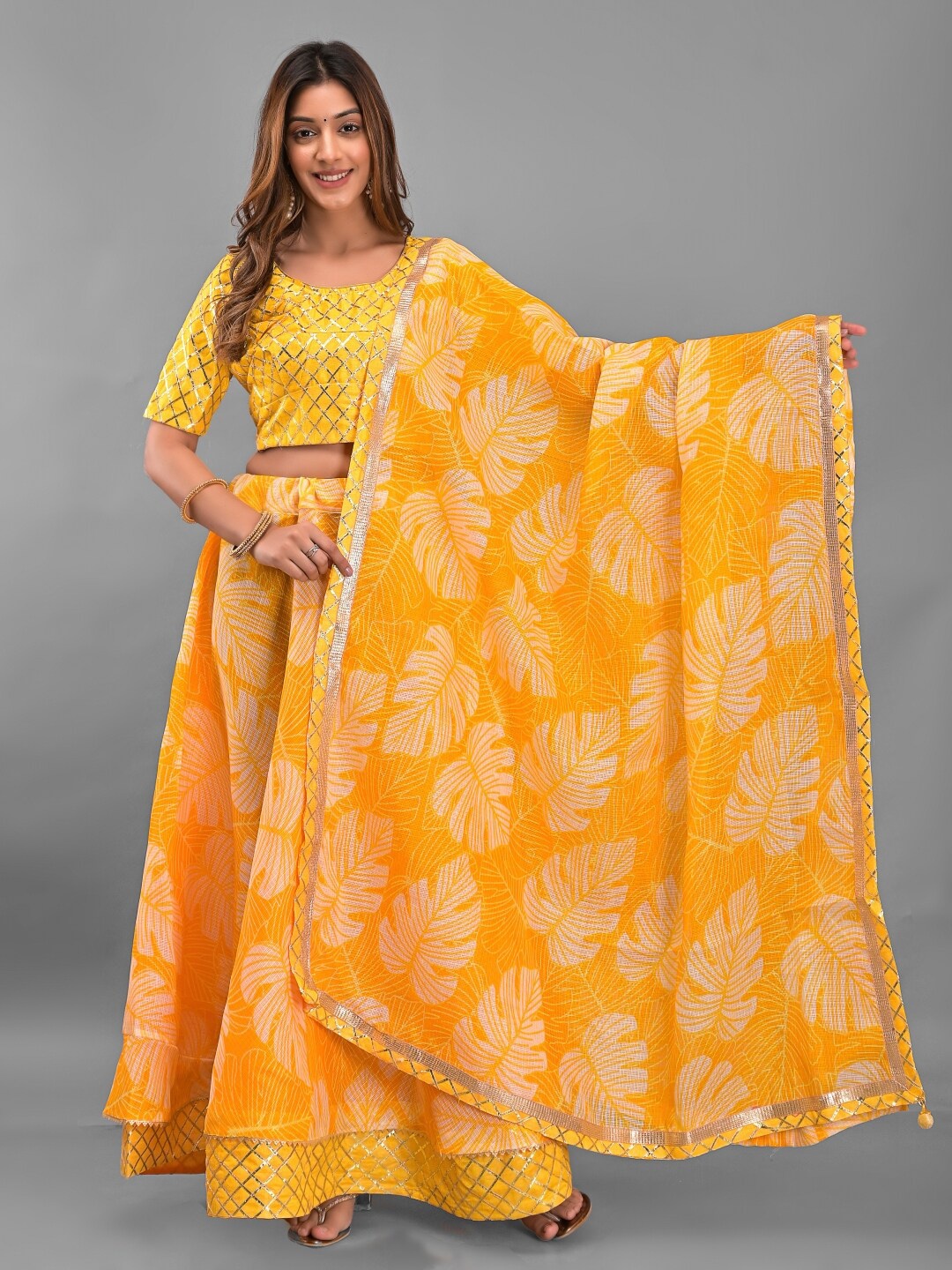 Apratim Cotton Embellished Ready to Wear Lehenga & Unstitched Blouse With Dupatta, Yellow
Apratim Cotton Embellished Ready to Wear Lehenga & Unstitched Blouse With Dupatta, Yellow