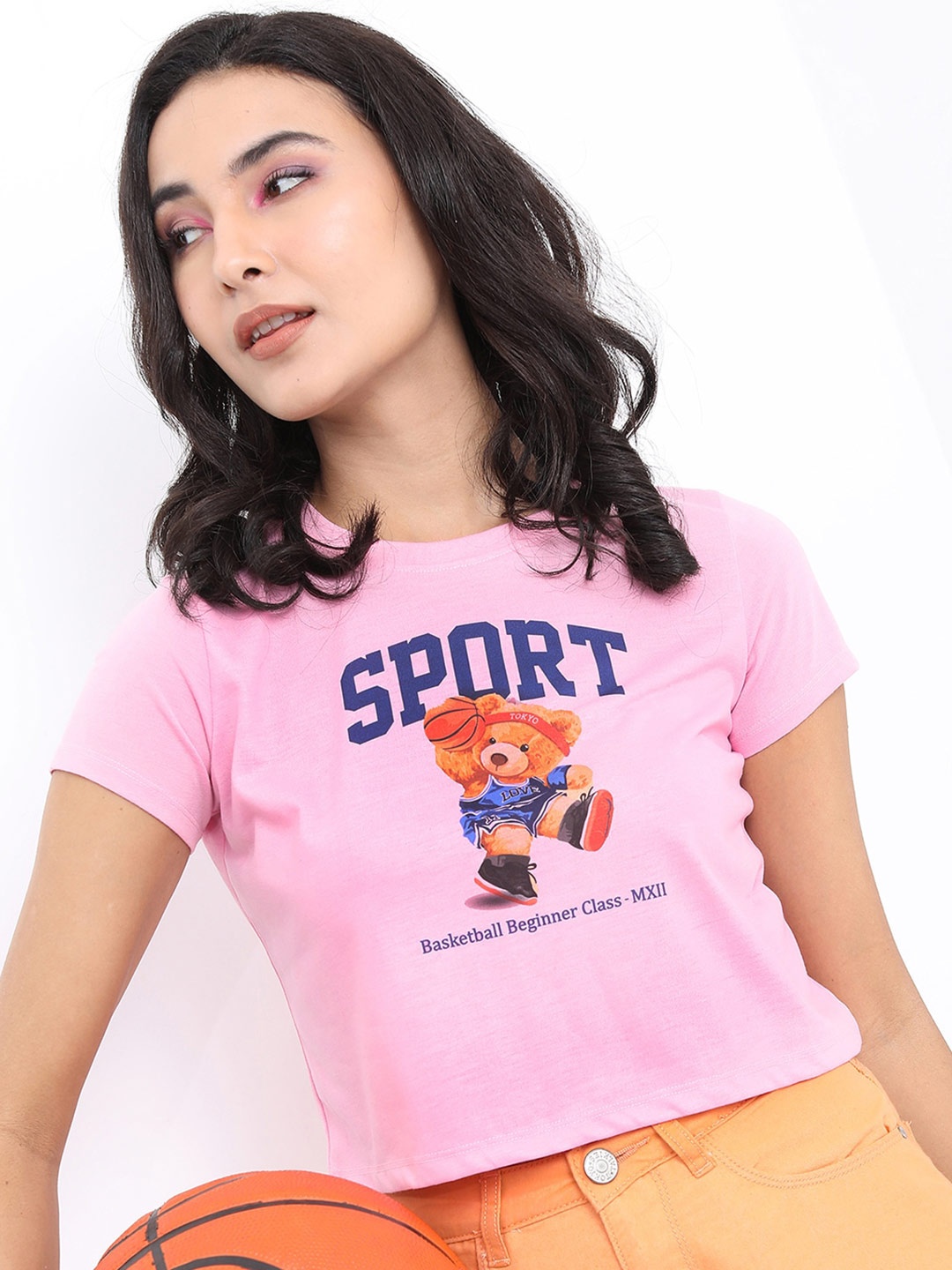Tokyo Talkies Women Typography Printed T-shirt, Pink