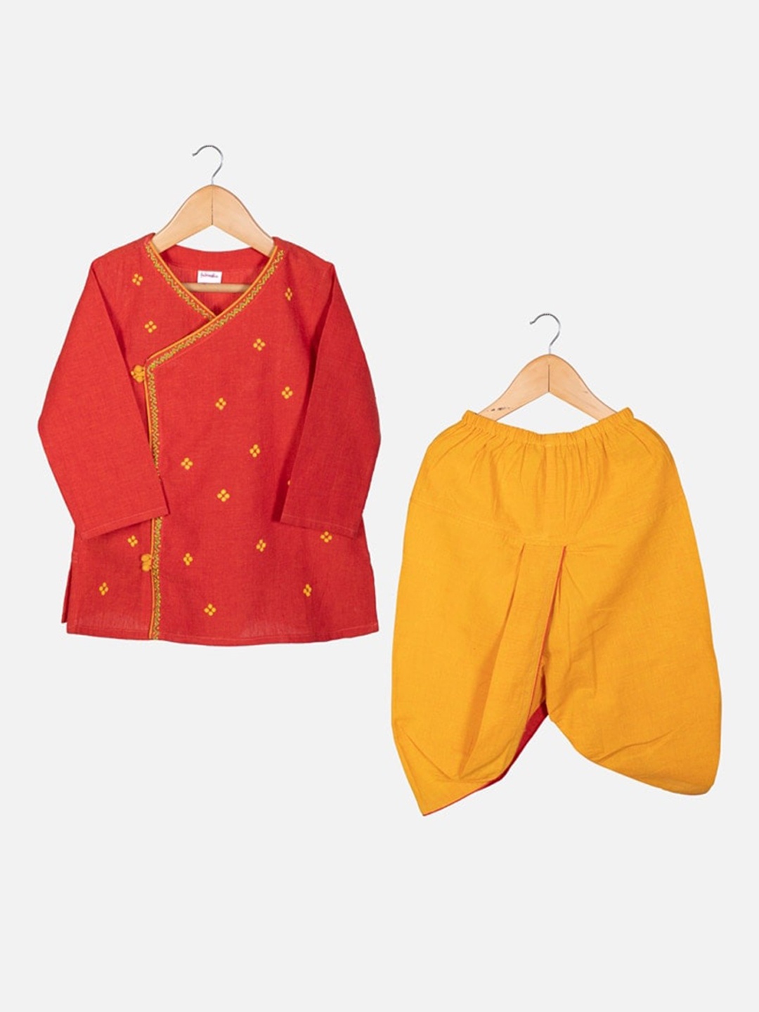 Fabindia Boys Ethnic Motifs Embroidered Angrakha Cotton Kurta with Dhoti Pants, Rust
Fabindia Boys Ethnic Motifs Embroidered Angrakha Cotton Kurta with Dhoti Pants, Rust