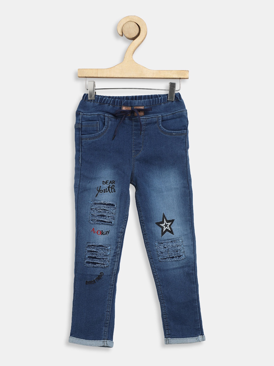 A-Okay Kids Cotton Slim Fit High-Rise Mildly Distressed Light Fade Embroidered Jeans, Blue
A-Okay Kids Cotton Slim Fit High-Rise Mildly Distressed Light Fade Embroidered Jeans, Blue