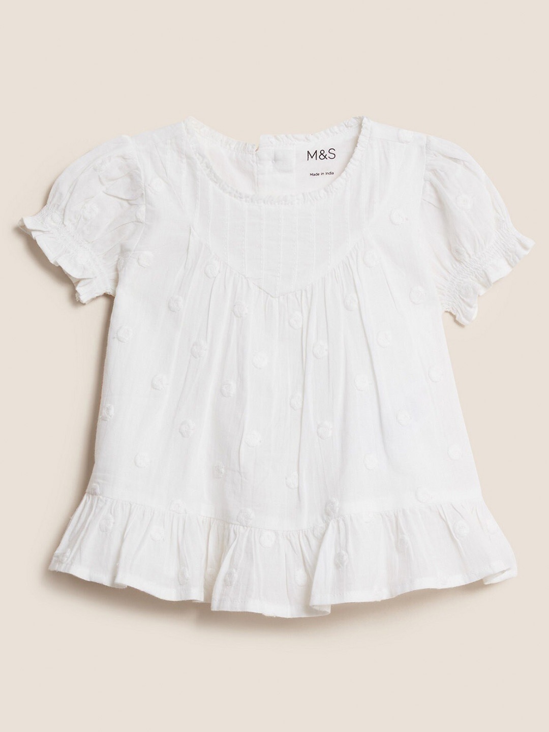 Marks & Spencer Girls Ruffles Cotton Top, White