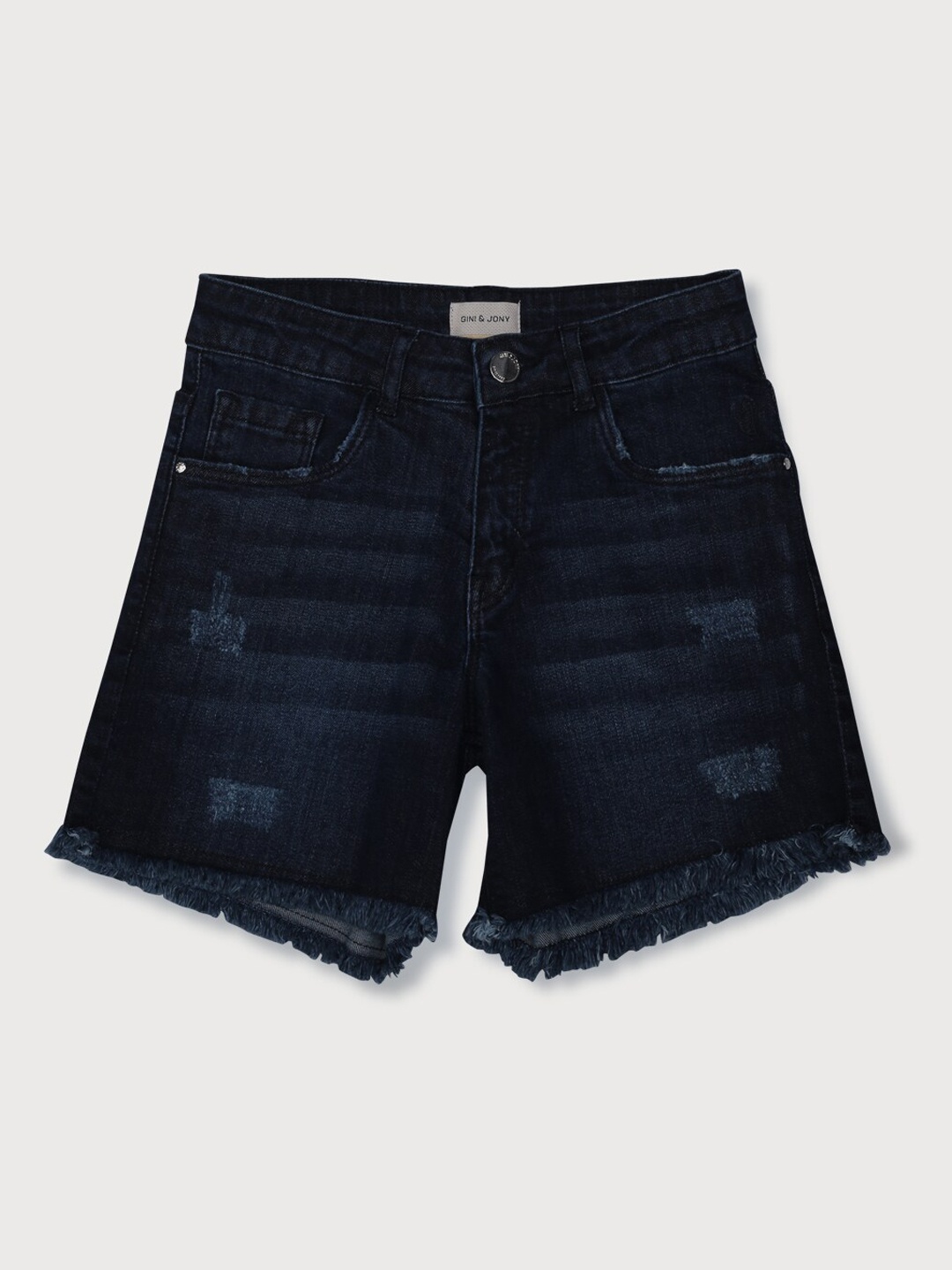 Gini and Jony Girls Washed Denim Shorts, Blue