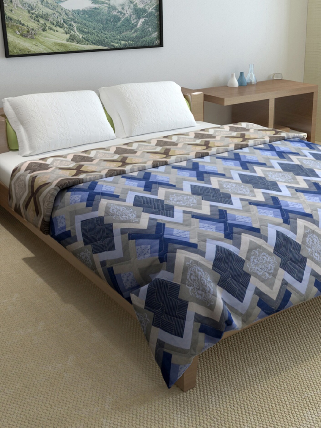 Divine Casa Blue & Khaki Geometric Mild Winter 150 GSM Reversible Double Bed Comforter
Divine Casa Blue & Khaki Geometric Mild Winter 150 GSM Reversible Double Bed Comforter