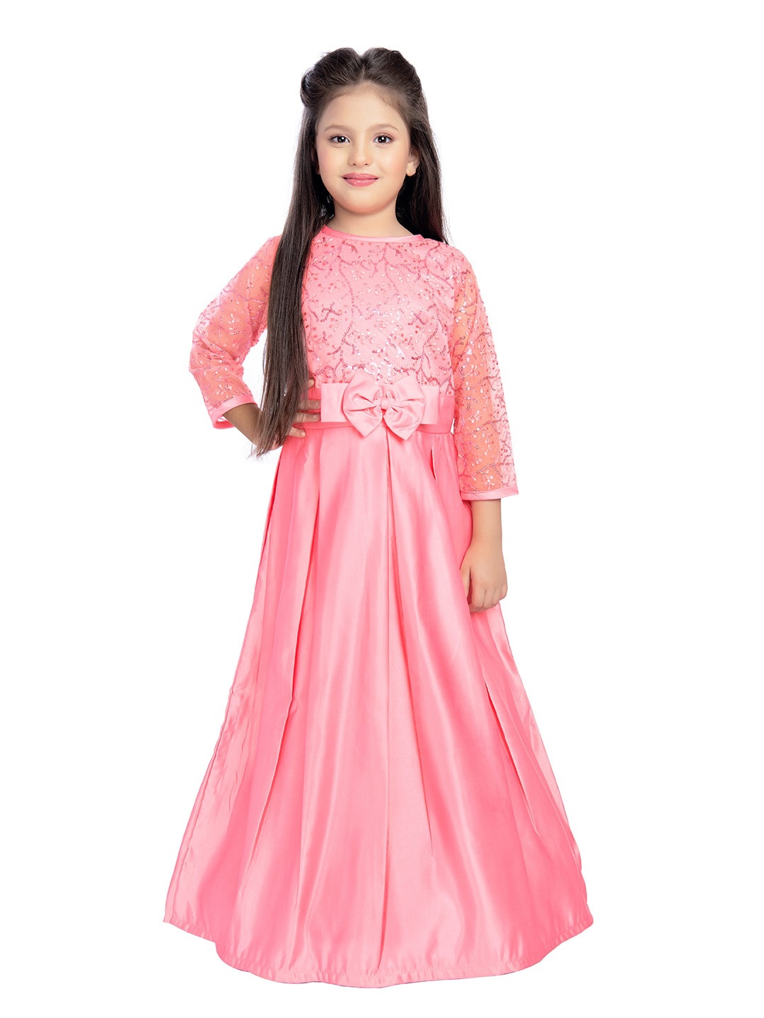 BETTY Girls Satin Maxi Dress, Pink