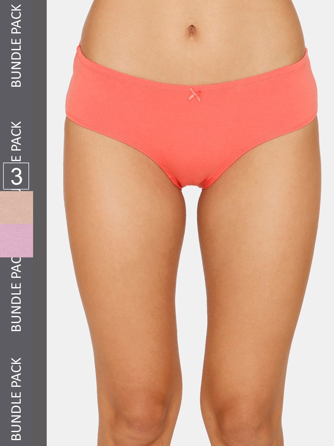 Zivame Women Pack Of 3 Cotton Hipster Briefs, Beige