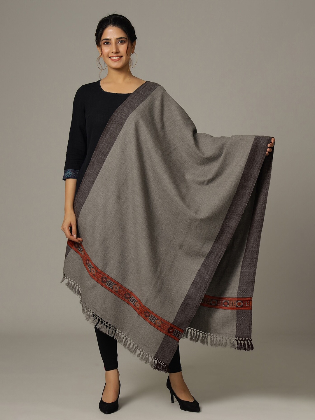 HANDICRAFT PALACE Women Wool Wool Stole, Grey
