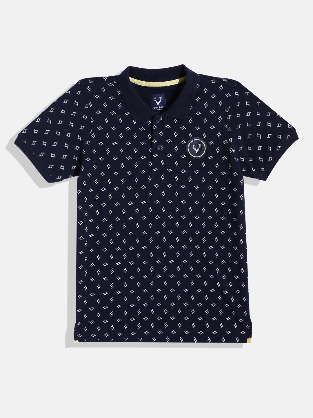 Allen Solly Junior Boys Printed Polo Collar Pure Cotton Applique Detail T-shirt, Navy blue
Allen Solly Junior Boys Printed Polo Collar Pure Cotton Applique Detail T-shirt, Navy blue