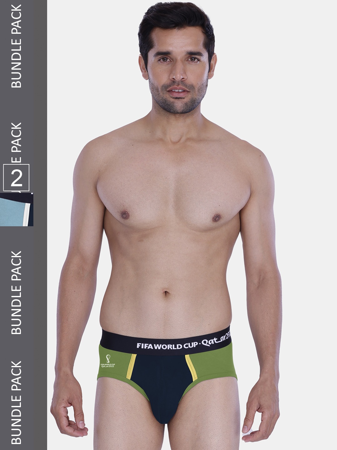 FREECULTR Men Pack of 2 Colorblocked Anti Microbial Basic Briefs, Green