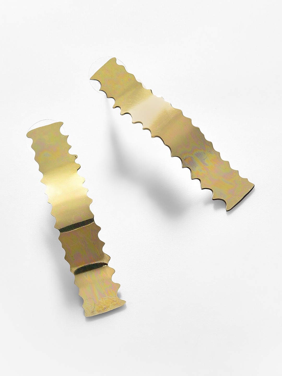 SOHI Gold-Toned Contemporary Drop Earrings
