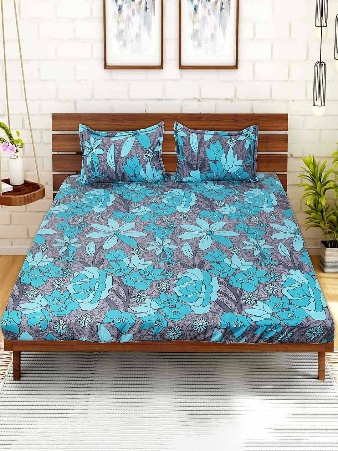 Kuber Industries Green & Grey Floral Printed 144 TC Fitted Bedsheet with 2 Pillow Covers
Kuber Industries Green & Grey Floral Printed 144 TC Fitted Bedsheet with 2 Pillow Covers