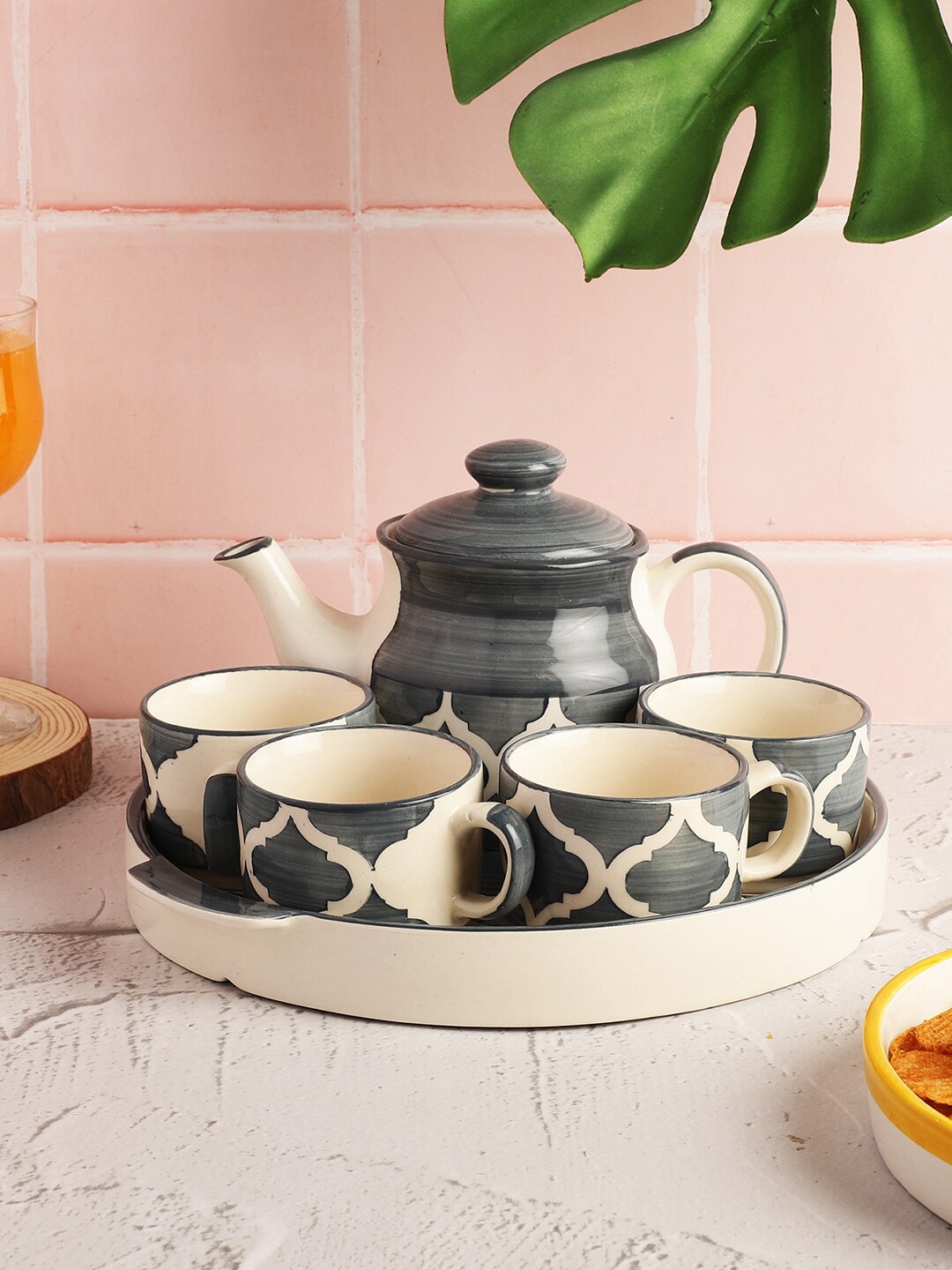 CDI Grey & White 6 Pcs Geometric Dishwasher And Microwave Safe Ceramic Glossy Kettle Set
CDI Grey & White 6 Pcs Geometric Dishwasher And Microwave Safe Ceramic Glossy Kettle Set