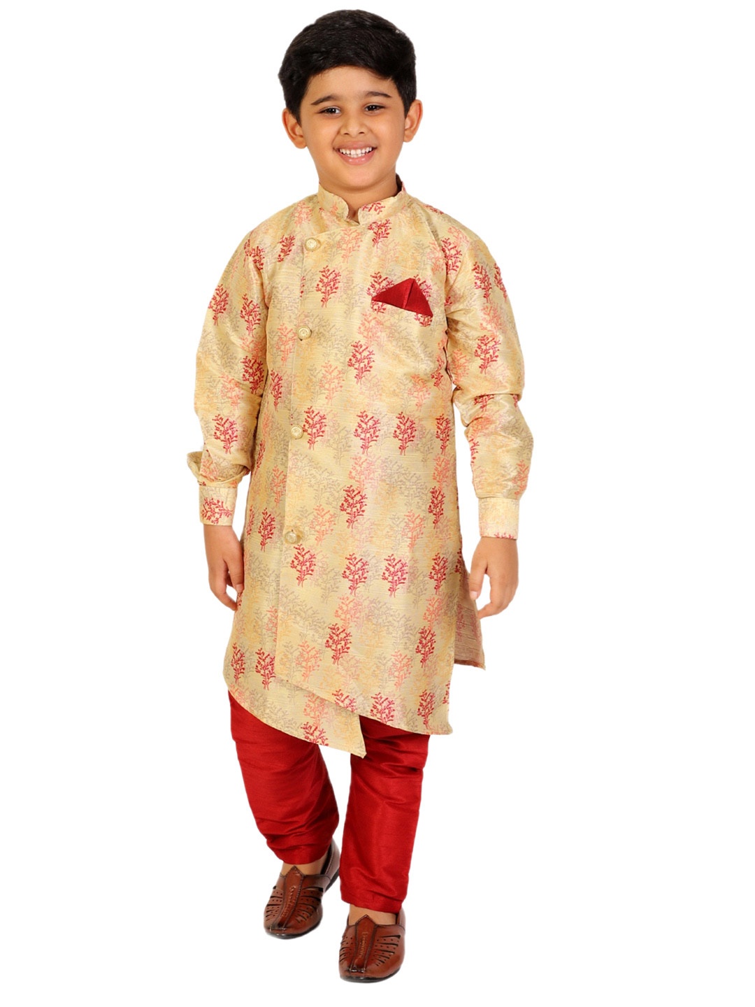 Pro-Ethic STYLE DEVELOPER Boys Floral Printed Pure Silk Kurta With Churidar, Camel brown
Pro-Ethic STYLE DEVELOPER Boys Floral Printed Pure Silk Kurta With Churidar, Camel brown