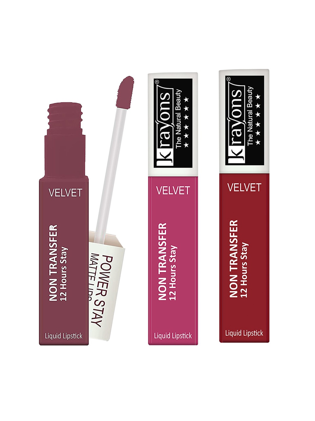 krayons Set of 3 Power Stay Non-Transfer 12 Hours Stay Matte Liquid Lipsticks 4 ml Each-Mauve Glaze 23 - Pink Glam 10 - Red Rush 22
krayons Set of 3 Power Stay Non-Transfer 12 Hours Stay Matte Liquid Lipsticks 4 ml Each-Mauve Glaze 23 - Pink Glam 10 - Red Rush 22