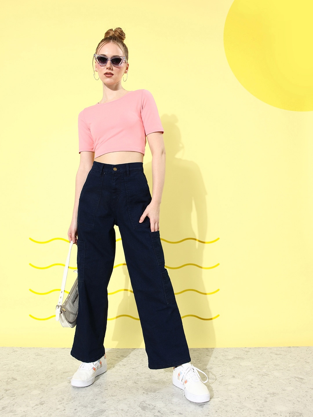 Mast & Harbour Pretty Pink Styled Laced Up Back Crop Top