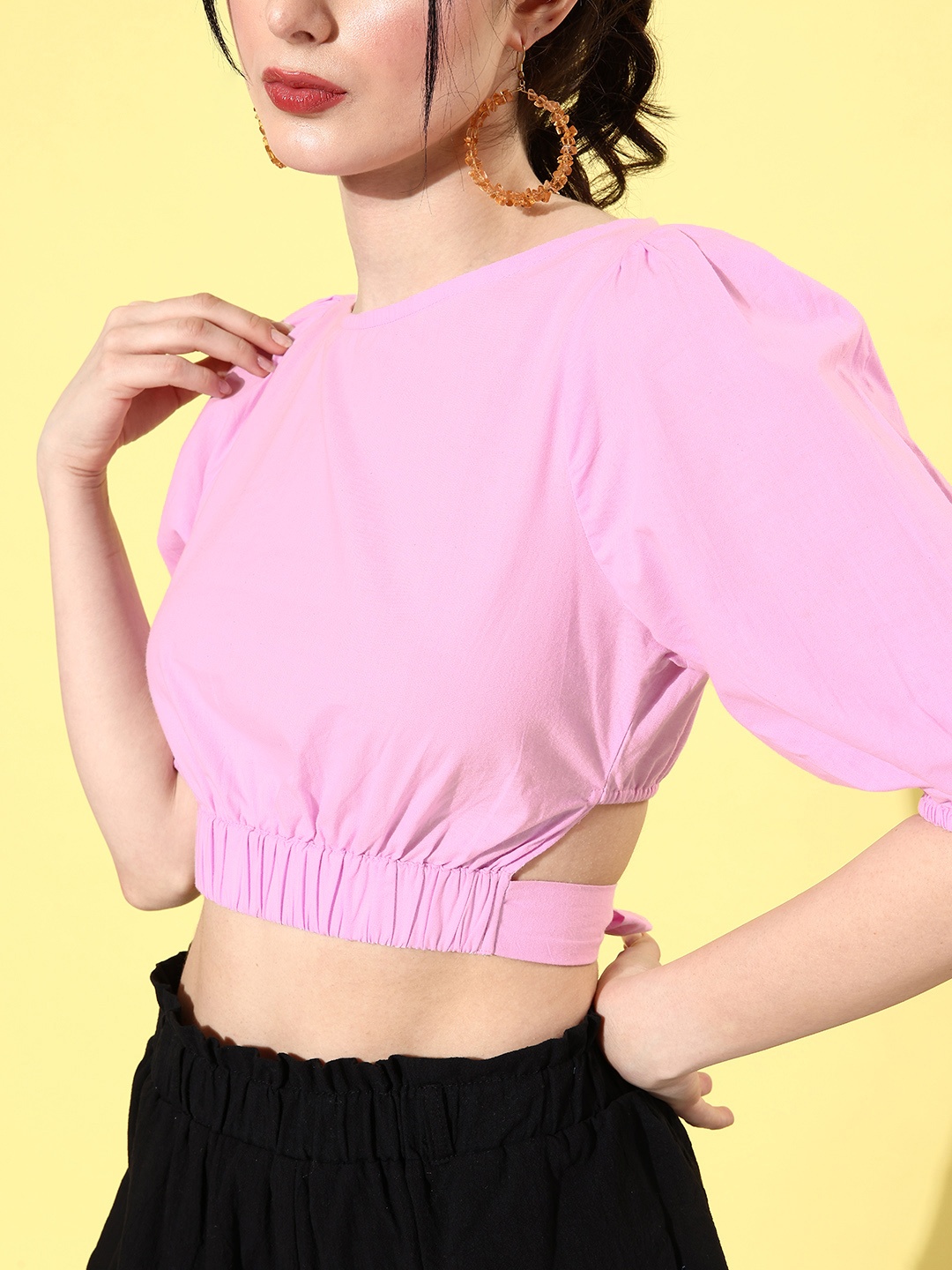 Mast & Harbour Lavish Lavender Pure Cotton Solid 90's Hollaback Cutout Course Crop Top
Mast & Harbour Lavish Lavender Pure Cotton Solid 90's Hollaback Cutout Course Crop Top