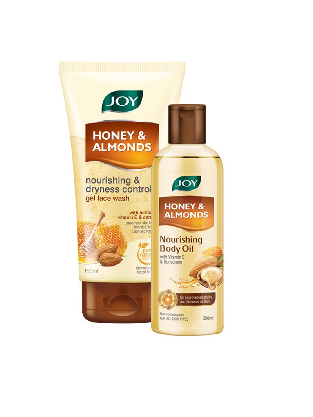 JOY Honey & Almonds Nourishing & Dryness Control Gel Face Wash 150ml & Body Oil 200ml, Yellow
JOY Honey & Almonds Nourishing & Dryness Control Gel Face Wash 150ml & Body Oil 200ml, Yellow