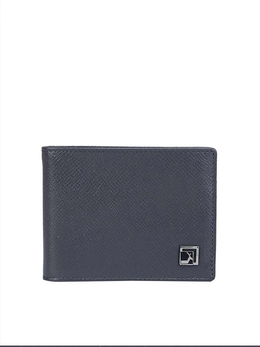 Da Milano Men Grey Textured Leather Money Clip