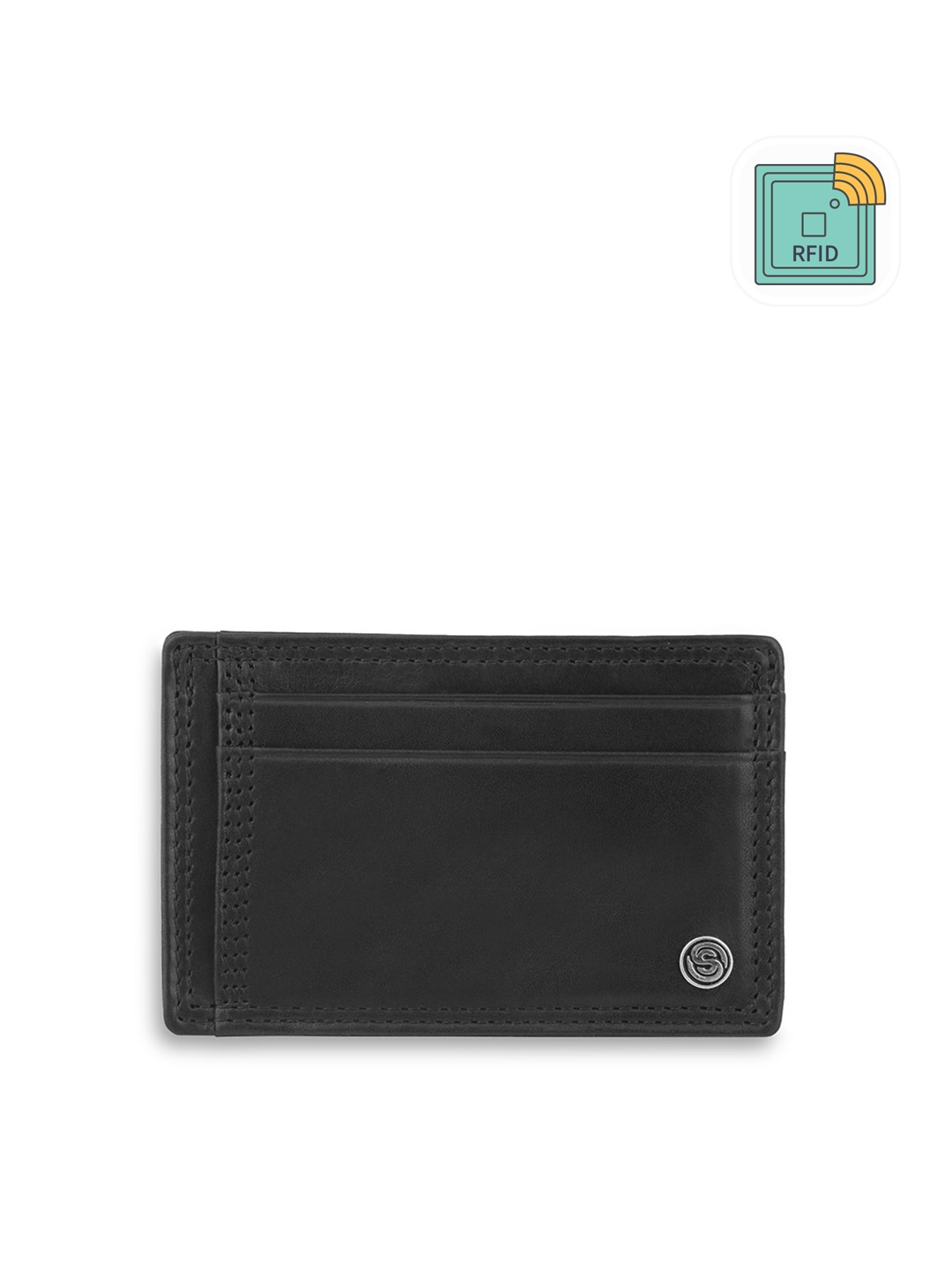 SILVER STREET LONDON Men Leather RFID Card Holder, Black