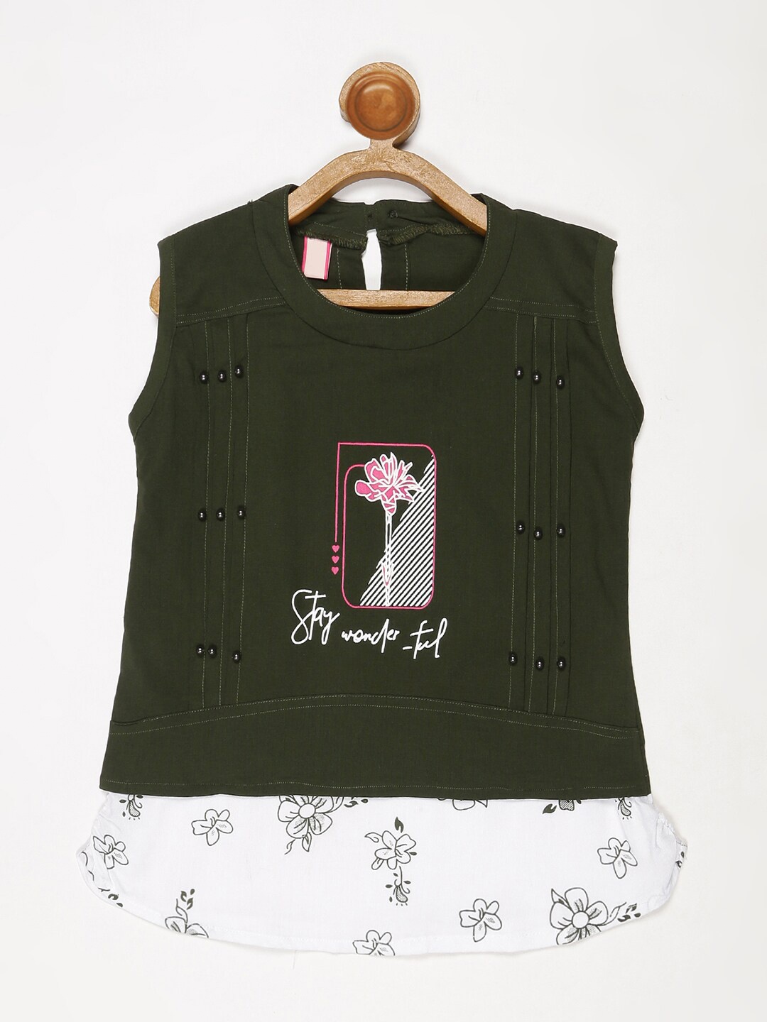 V2 Value & Variety Girls Printed Top, Green