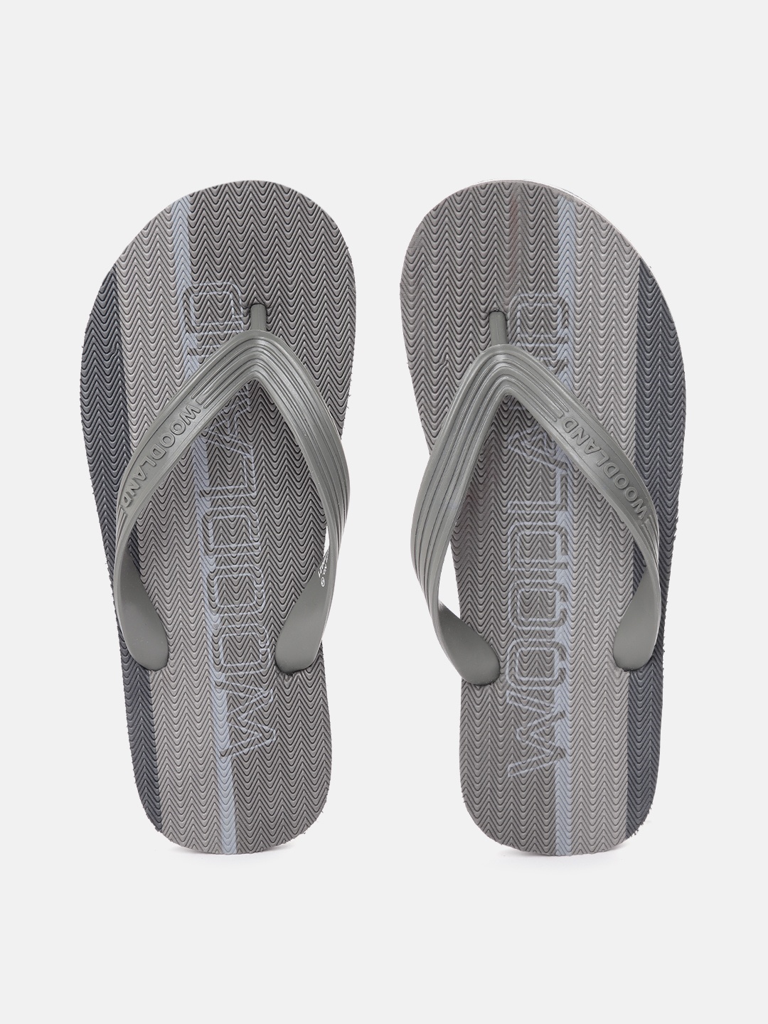 Woodland Men Textured Thong Flip-Flops, Grey