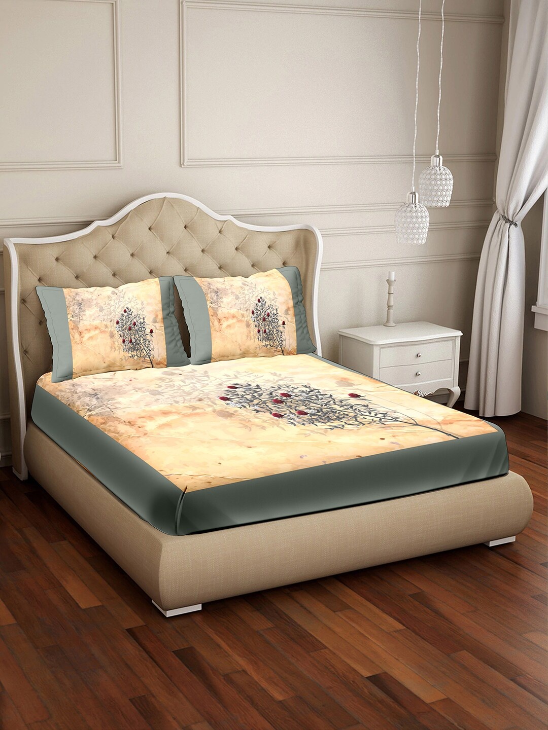 BELLA CASA Mustard Yellow & Grey 350 TC Pure Cotton King Bedsheet with 2 Pillow Covers
BELLA CASA Mustard Yellow & Grey 350 TC Pure Cotton King Bedsheet with 2 Pillow Covers