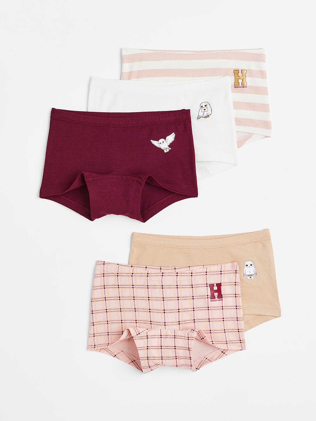 H&M Girls 5-Pack Cotton Boxer Briefs 1101158001, Pink