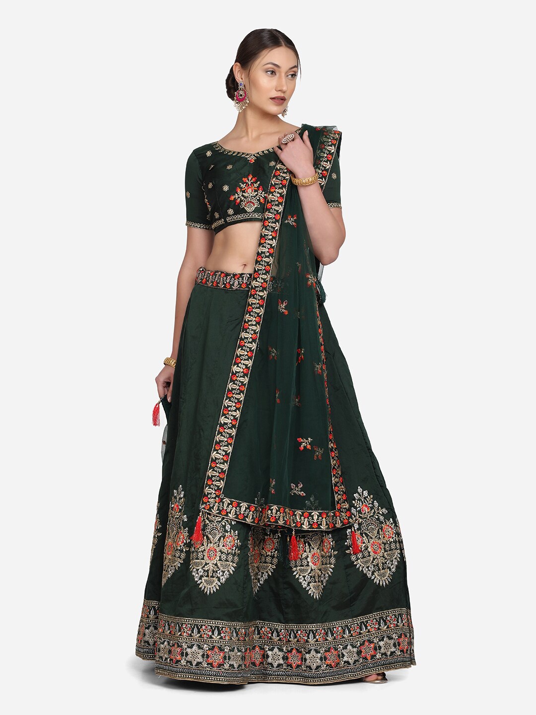 Atsevam Embroidered Thread Work Semi-Stitched Lehenga & Unstitched Blouse With Dupatta, Green
Atsevam Embroidered Thread Work Semi-Stitched Lehenga & Unstitched Blouse With Dupatta, Green