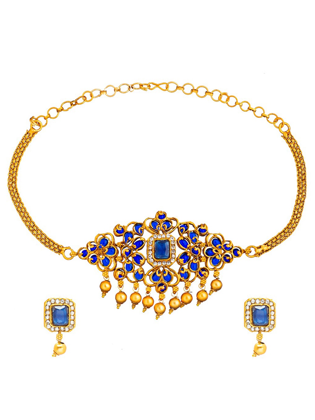 Shining Jewel - By Shivansh Antique Gold-Plated CZ Stone-Studded Choker Jewellery Set
Shining Jewel - By Shivansh Antique Gold-Plated CZ Stone-Studded Choker Jewellery Set