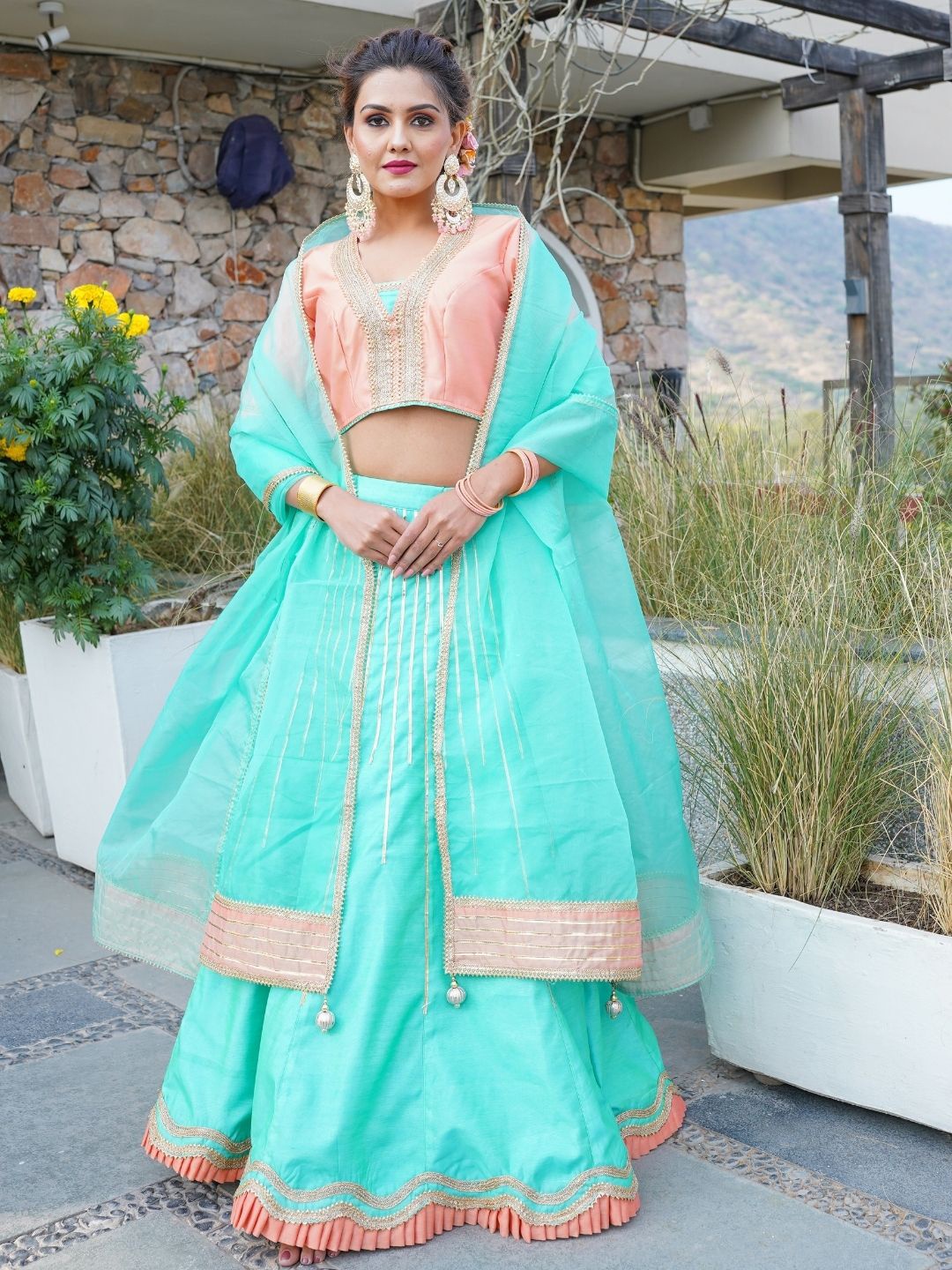 HOUSE OF JAMOTI Embroidered Ready to Wear Lehenga & Blouse With Dupatta, Green
HOUSE OF JAMOTI Embroidered Ready to Wear Lehenga & Blouse With Dupatta, Green