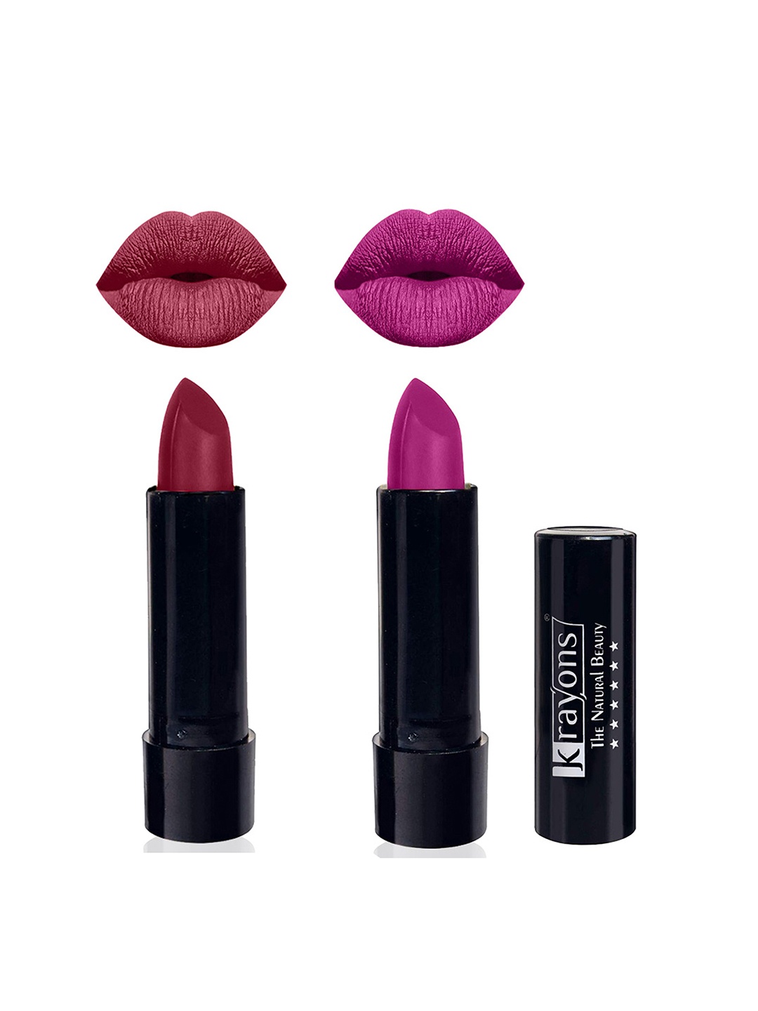 krayons The Natural Beauty Set Of 2 Matte Lipsticks - Shocking Pink 152 & French Rose 158, Purple
krayons The Natural Beauty Set Of 2 Matte Lipsticks - Shocking Pink 152 & French Rose 158, Purple