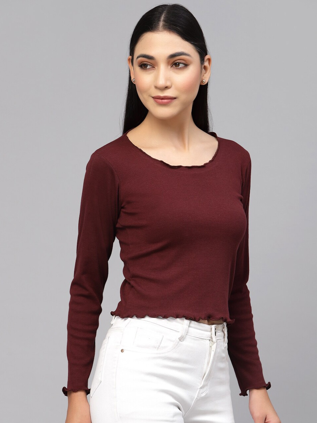 HILL STREET Maroon Styled Back Top