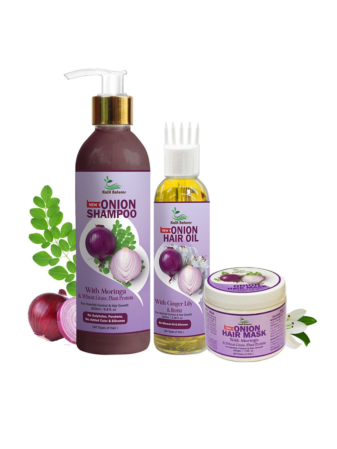 Kalit Natures Set of Onion Shampoo 200ml + Onion Hair Oil 100ml + Onion Hair Mask 200g, Purple
Kalit Natures Set of Onion Shampoo 200ml + Onion Hair Oil 100ml + Onion Hair Mask 200g, Purple