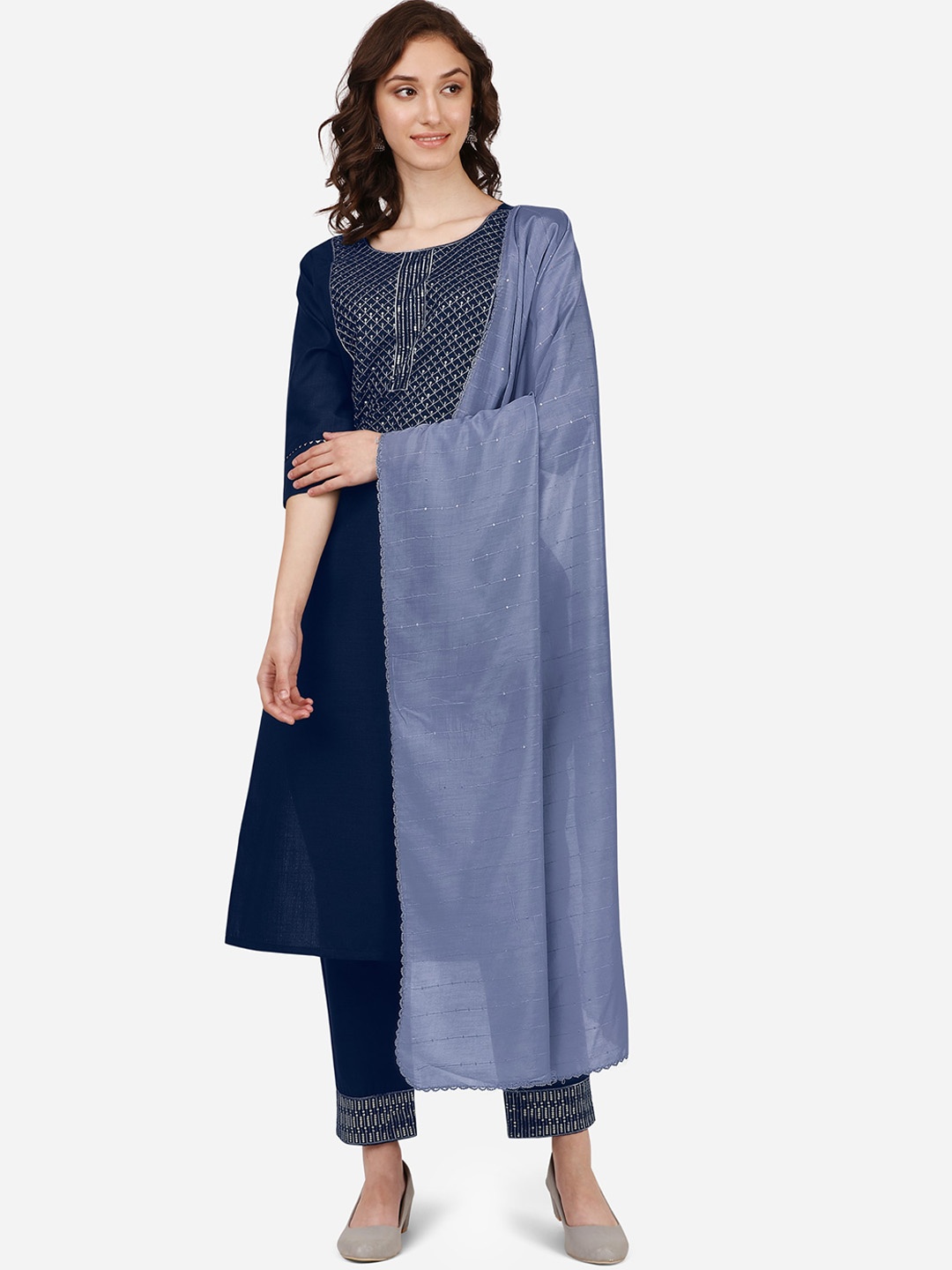 FEMMIBELLA Women Ethnic Motifs Embroidered Sequinned Kurta with Trousers & Dupatta, Navy blue
FEMMIBELLA Women Ethnic Motifs Embroidered Sequinned Kurta with Trousers & Dupatta, Navy blue