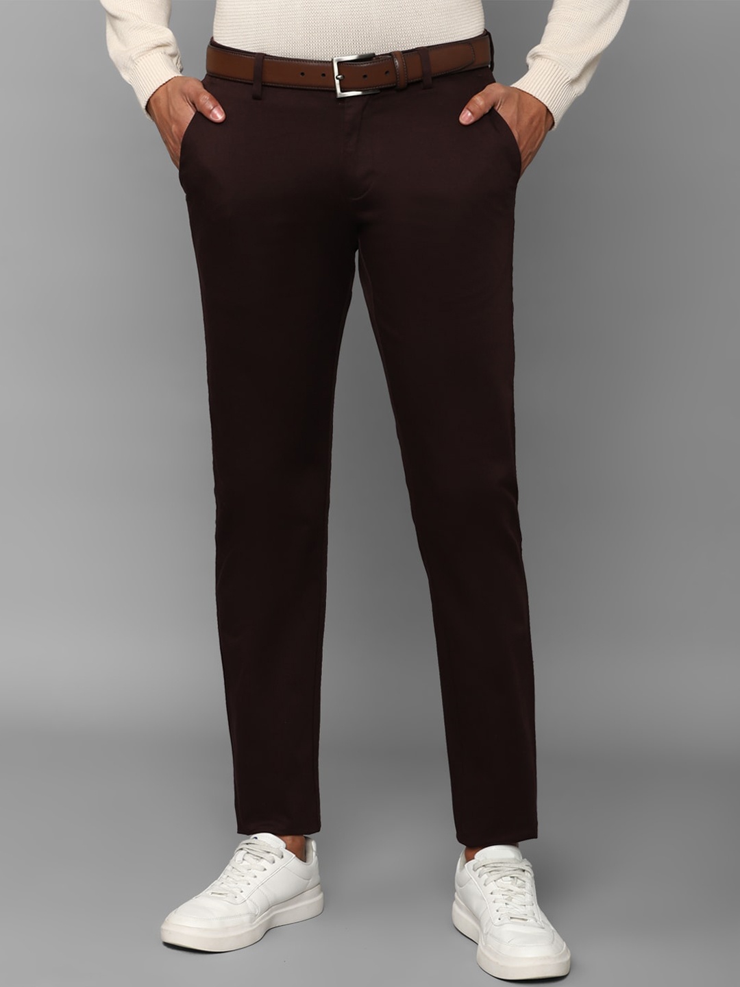 Allen Solly Men Slim Fit Trousers, Brown