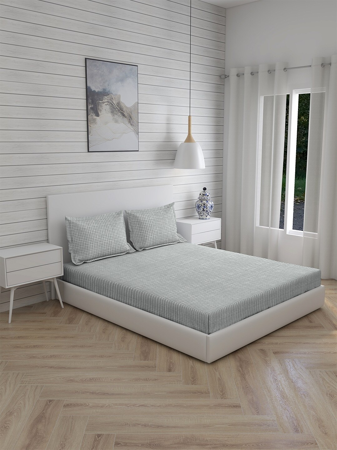 Boutique Living India Grey & White Geometric 300 TC King Bedsheet with 2 Pillow Covers
Boutique Living India Grey & White Geometric 300 TC King Bedsheet with 2 Pillow Covers