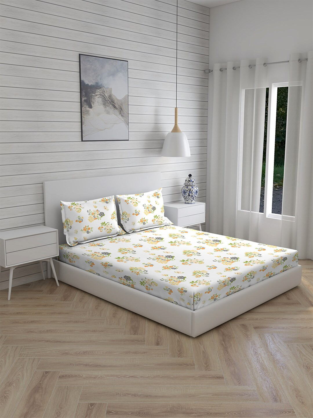 Boutique Living India Iris Gaze White Cotton 160 TC King Bedsheet with 2 Pillow Covers
Boutique Living India Iris Gaze White Cotton 160 TC King Bedsheet with 2 Pillow Covers