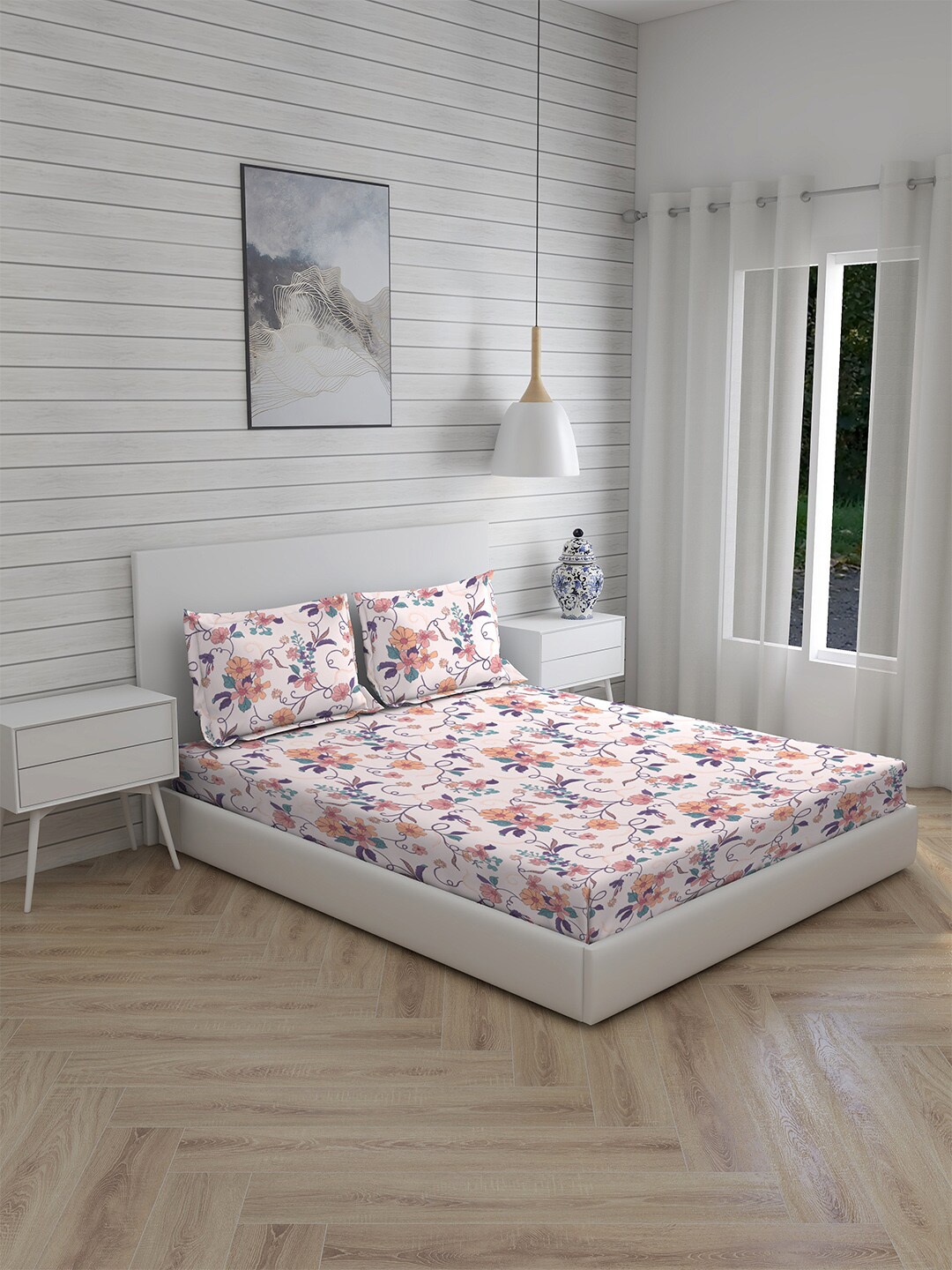 Boutique Living India Off White & Pink Floral 230 TC King Bedsheet with 2 Pillow Covers
Boutique Living India Off White & Pink Floral 230 TC King Bedsheet with 2 Pillow Covers
