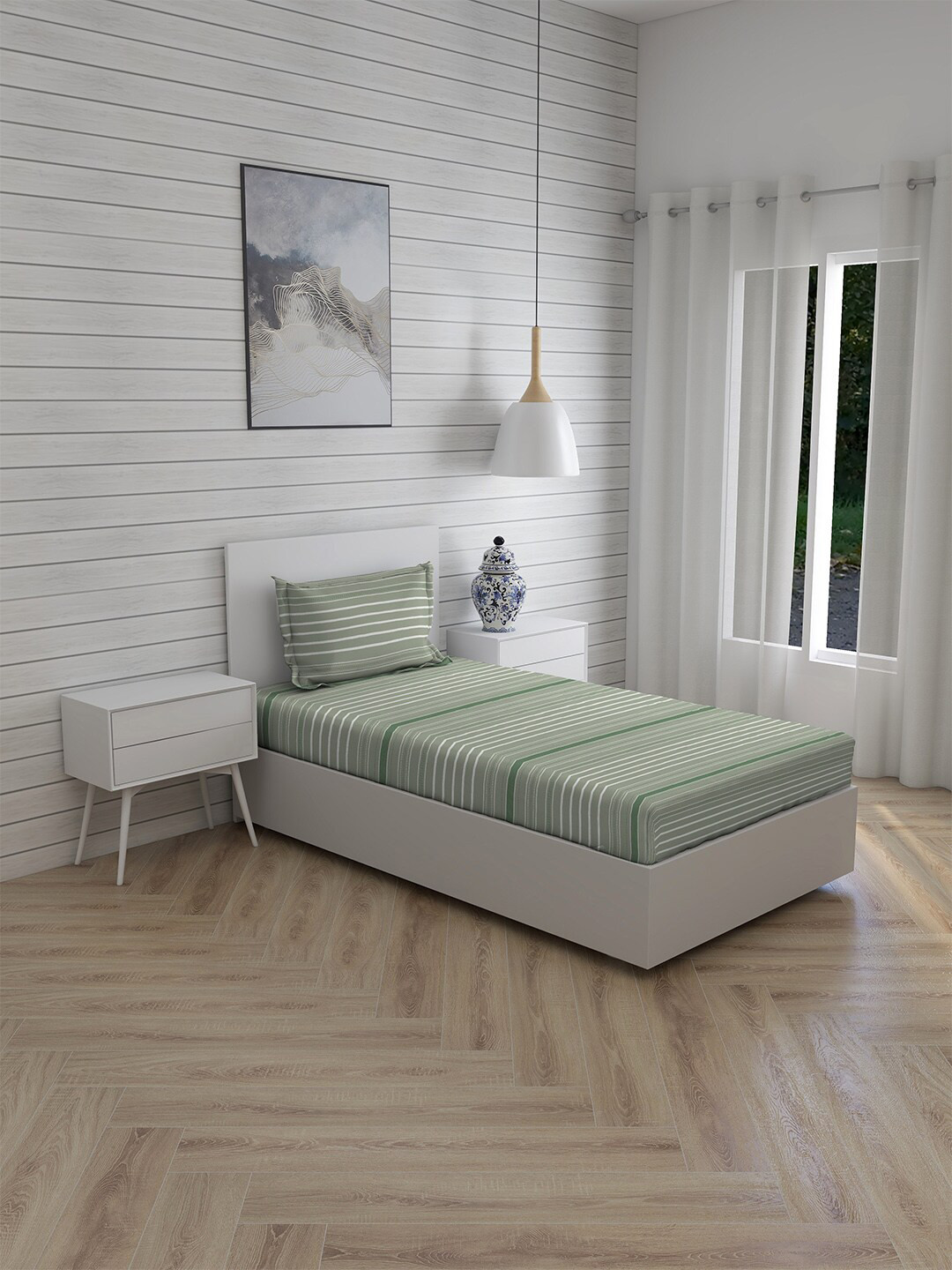 Boutique Living India Grey & White Striped 160 TC Single Bedsheet with Pillow Cover
Boutique Living India Grey & White Striped 160 TC Single Bedsheet with Pillow Cover