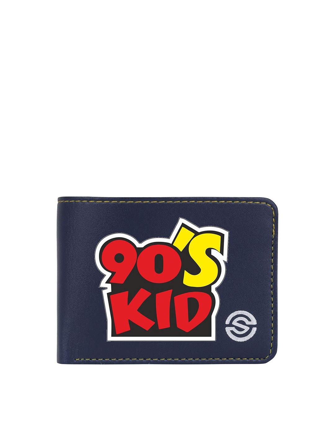 SCHARF Men Typography Printed Vegan Leather Two Fold Wallet, Blue