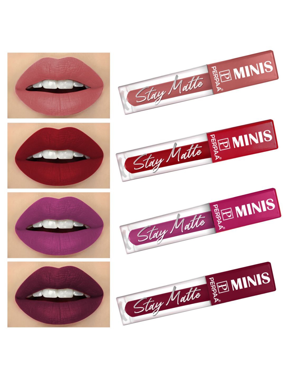 PERPAA Set of 4 Stay Matte Waterproof & Long Lasting Velvety Mini Lipstick - 2.5 ml each, Multi
PERPAA Set of 4 Stay Matte Waterproof & Long Lasting Velvety Mini Lipstick - 2.5 ml each, Multi